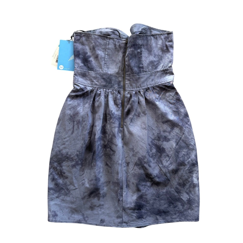 Roxy Women's Strapless Tie-Dye Mini Dress Gray‎ Size 5 Zipper Pocketed Retro NWT - Picture 2 of 11